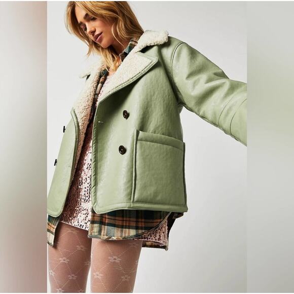 Free People Kaja Vegan Bonded Peacoat Large - Picture 1 of 8